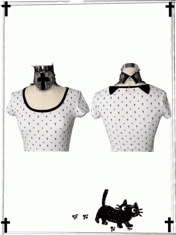 Gothic Black Lace Cross Choker