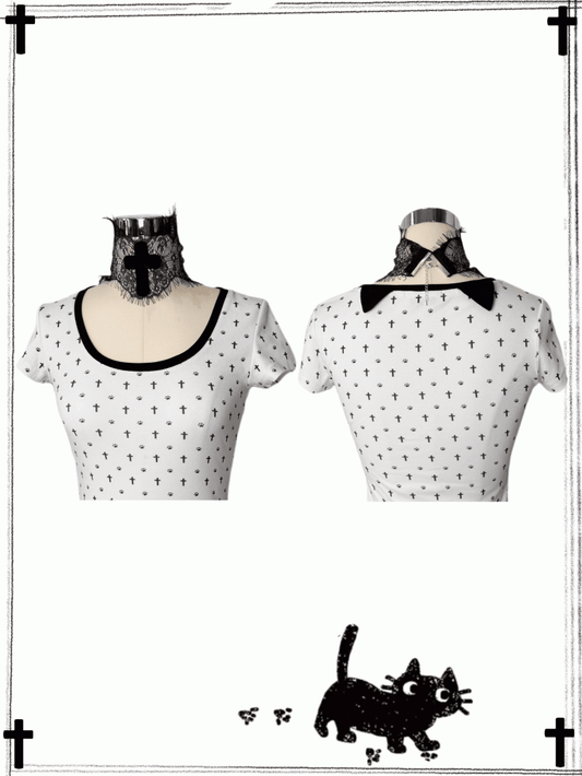 Gothic Black Lace Cross Choker