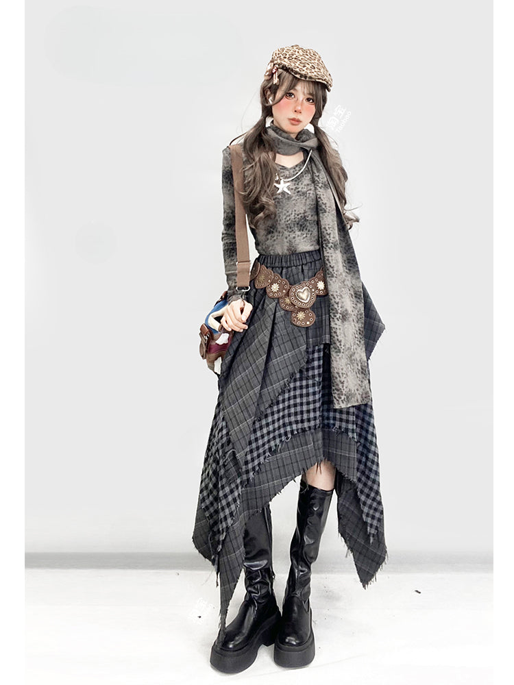 Millard Fashion Handkerchief Hem Grey Wasteland Punk Vintage Skirt