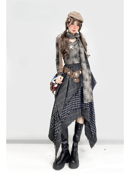 Millard Fashion Handkerchief Hem Grey Wasteland Punk Vintage Skirt