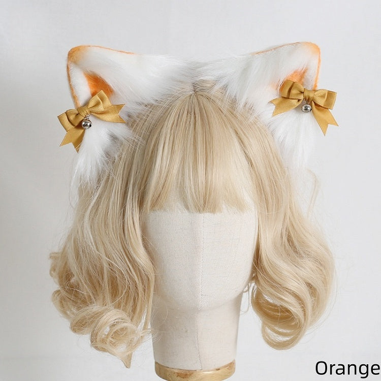 7 Colors Faux Fur Kitty Ear KC with Detachable Bell-Decorated Bows