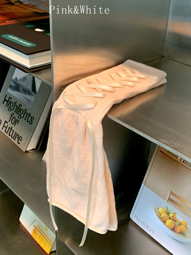 6 Color Options Lace-up Details Loose Leg Warmers