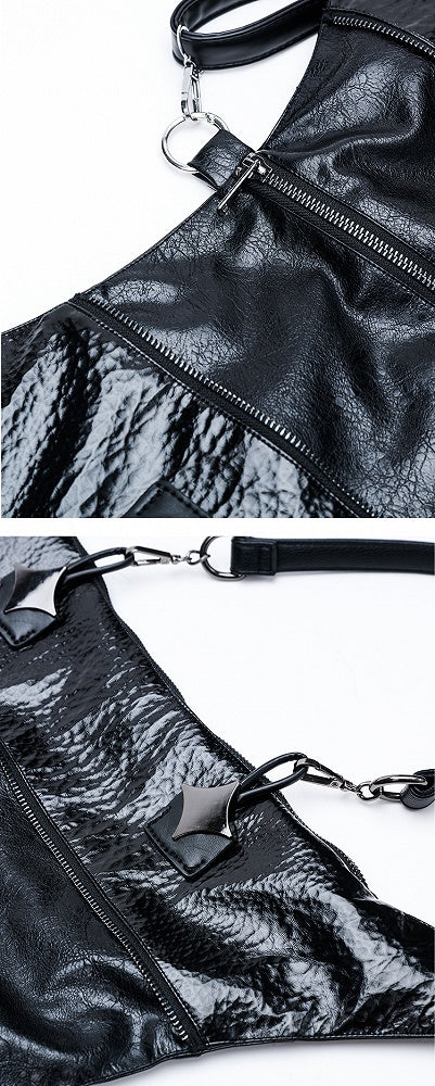 Gothic Punk Black Foldable Four-pointed Star PU Bag