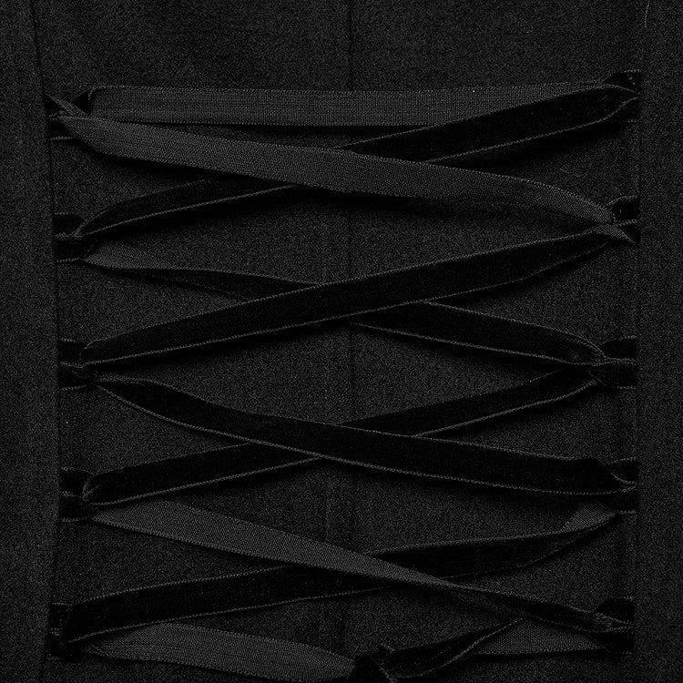 Plus Size Goth Black Plush-strips Coat