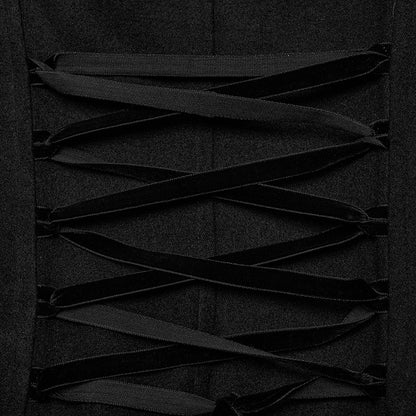 Plus Size Goth Black Plush-strips Coat