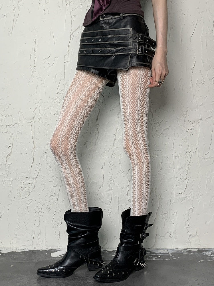White Y2K Hollow-out Design Tights