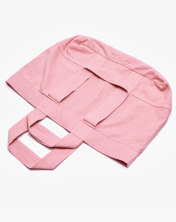 Large-Sized Chic Pink Double-Handle Canvas Tote Bag With Ruffle Accents