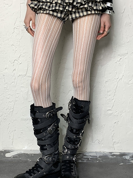 4 Options Hollow-out Striped Tights