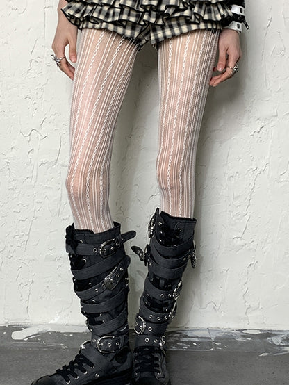 4 Options Hollow-out Striped Tights