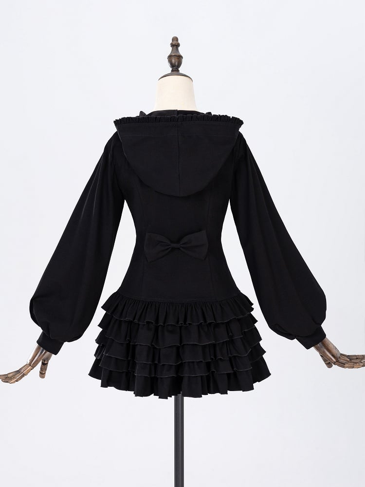 Autumn & Winter Jirai Kei Black Multi-Layer Ruffle Skirt
