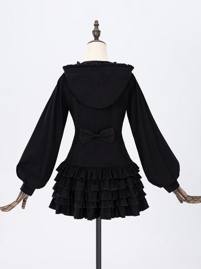 Autumn & Winter Jirai Kei Black Multi-Layer Ruffle Skirt