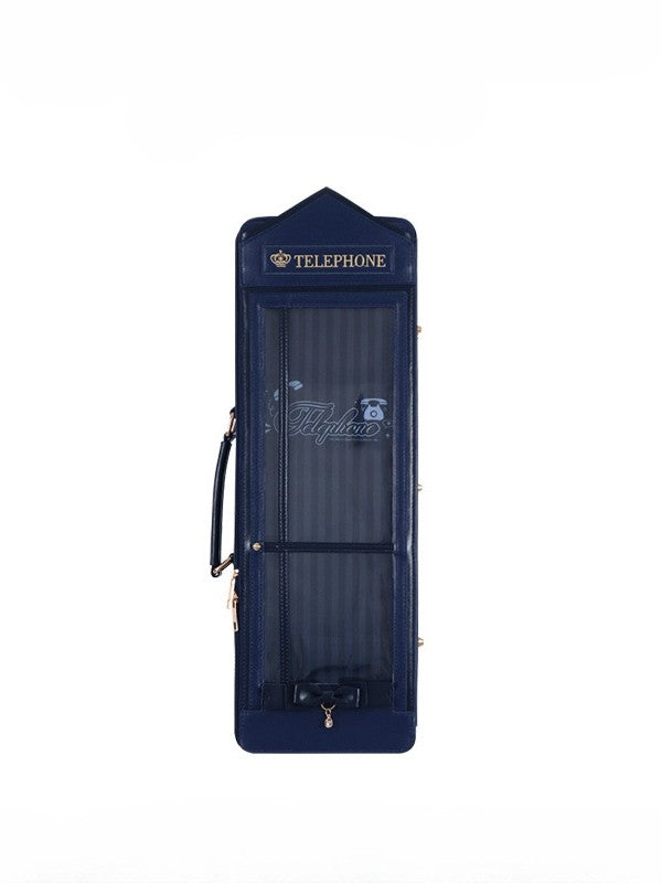 Dark Blue Telephone Booth-shaped 1/4 Scale BJD Doll Bag with Two Straps