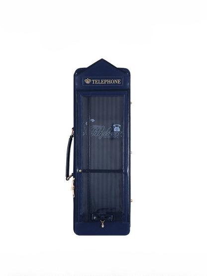 Dark Blue Telephone Booth-shaped 1/4 Scale BJD Doll Bag with Two Straps