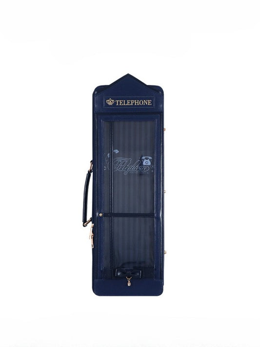 Dark Blue Telephone Booth-shaped 1/4 Scale BJD Doll Bag with Two Straps