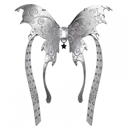 Punk Black/Silver Butterfly PU Waist Belt