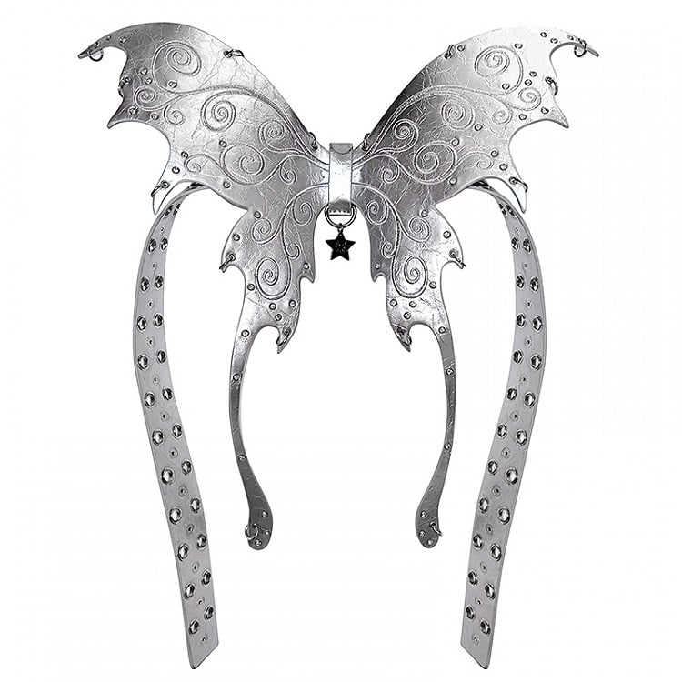 Punk Black/Silver Butterfly PU Waist Belt