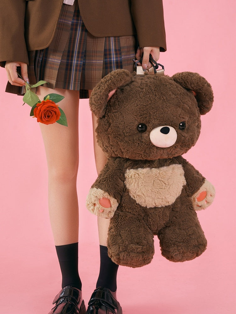 Chocolate Brown 35cm/50cm Plush Bear Backpack Detachable Shoulder Straps