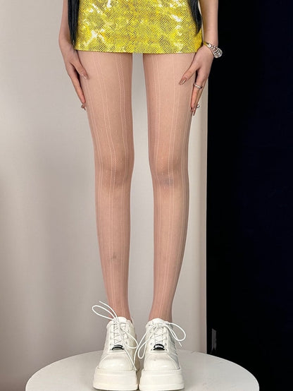 6 Color Options Y2K Striped Pattern Floral Details Tights