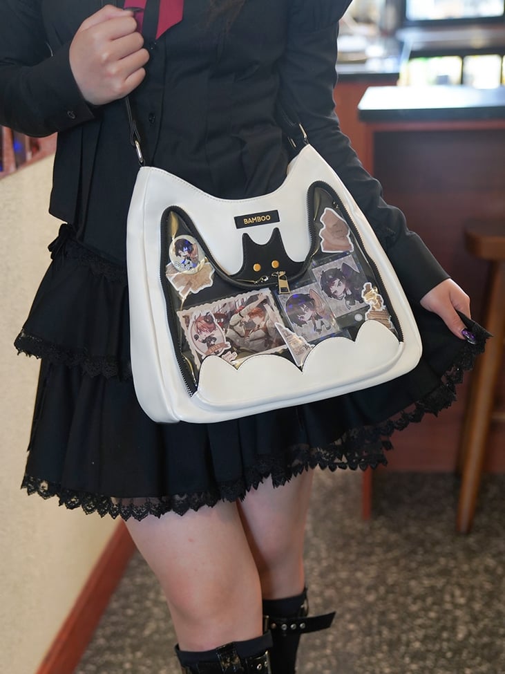 White Bat Design Crossbody Ita Bag
