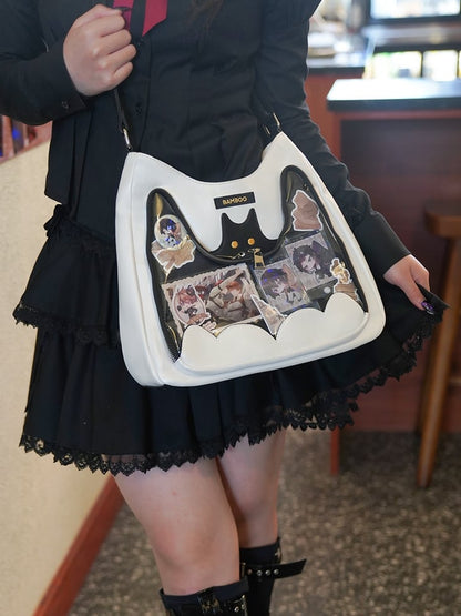 White Bat Design Crossbody Ita Bag