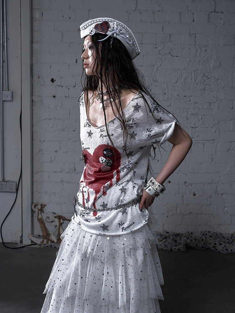 Black/White Navycore Lace-up Detail Cross Charm Punk Studded Sailor Hat