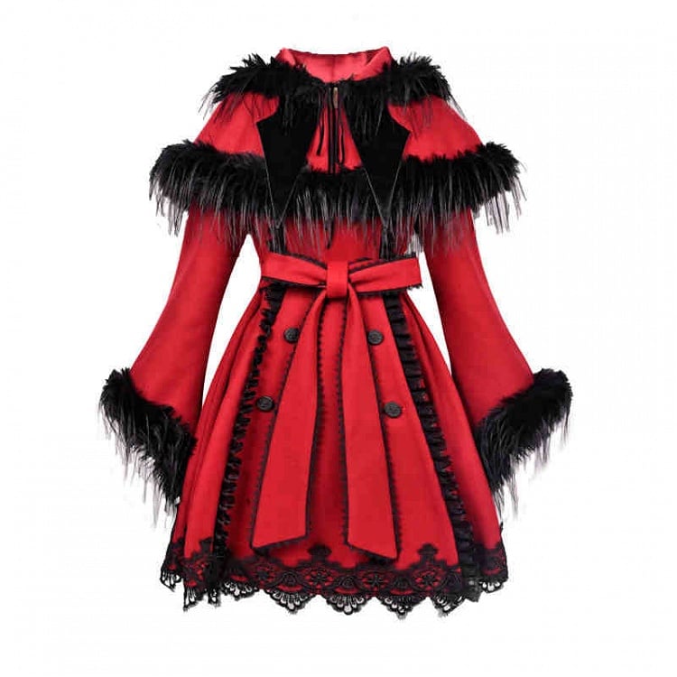 2025 New Year / Christmas New Outfit Detachable Cape Design Red Woolen Coat