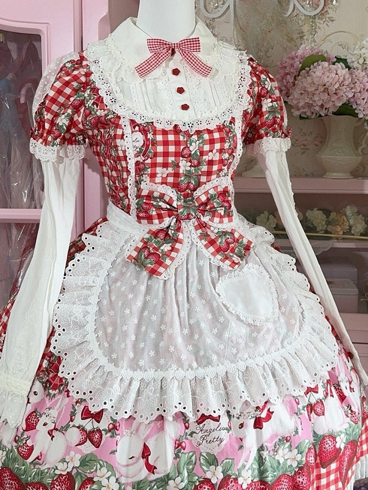 3 Color Options Polka-dot Pattern Heart Applique Lace Trim Apron