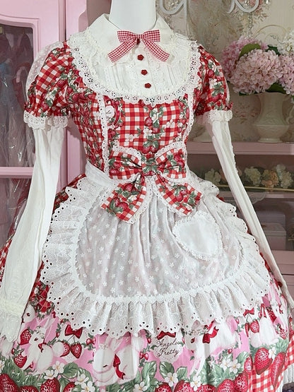3 Color Options Polka-dot Pattern Heart Applique Lace Trim Apron