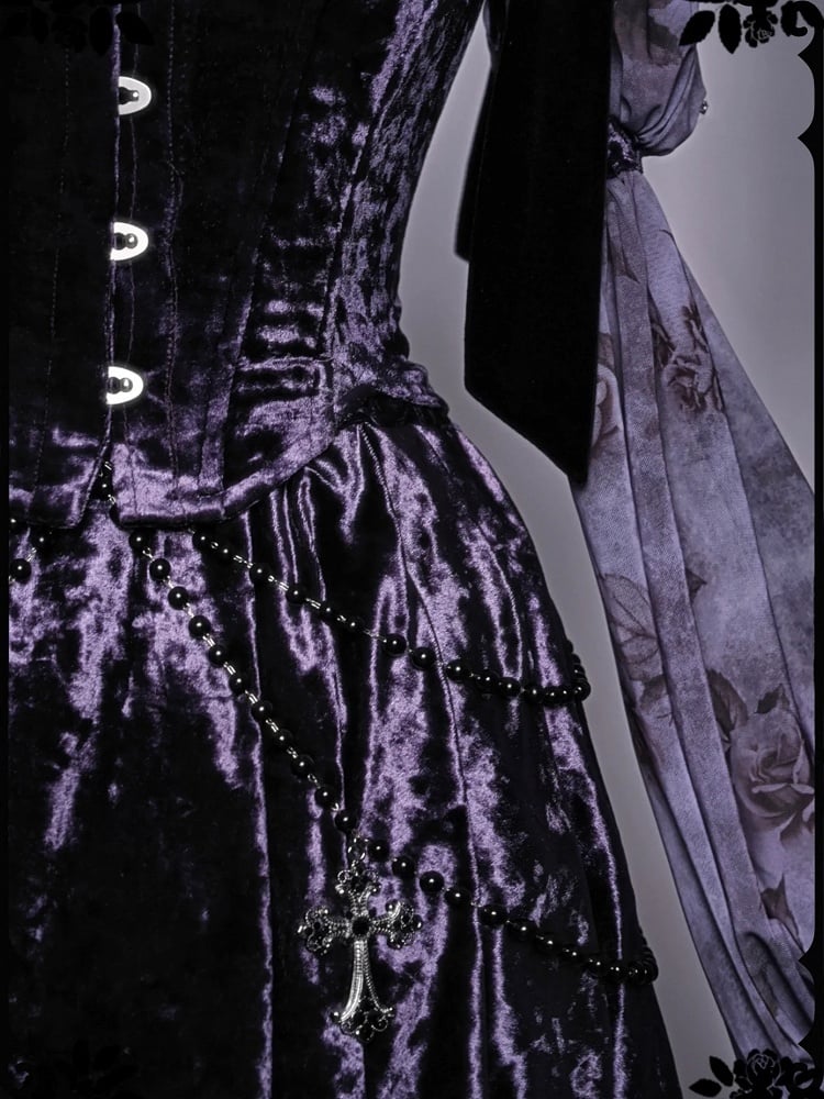 Gothic Purple Velvet Lace-up Corset Top