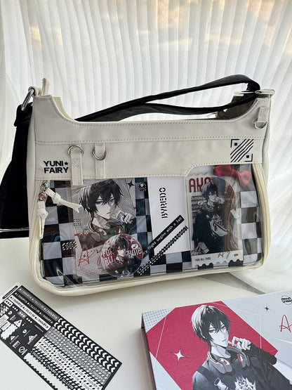 White Adjustable Strap Large Capacity Unisex Nylon Ita Shoulder Bag