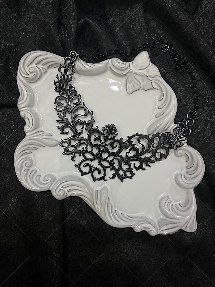 Gothic Black Choker / Butterfly Earrings