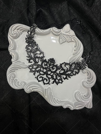 Gothic Black Choker / Butterfly Earrings