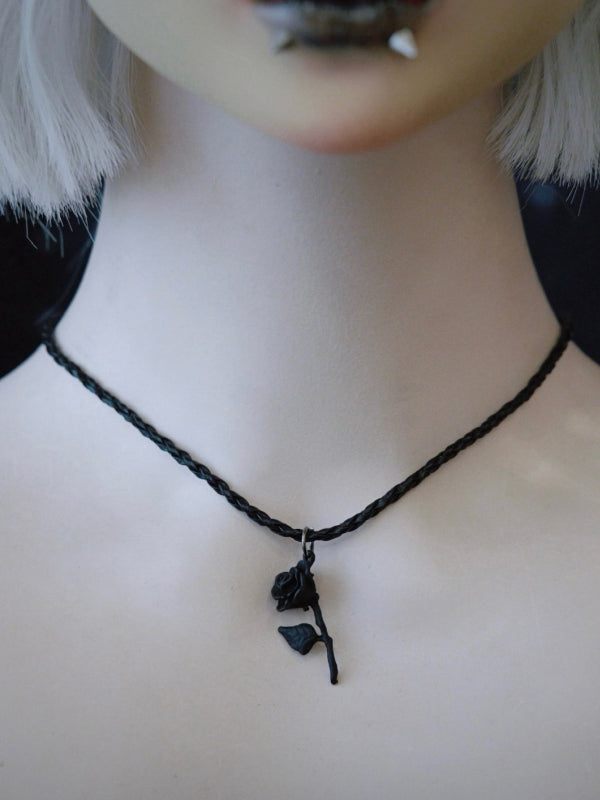 Gothic Black Handmade Rosette Necklace