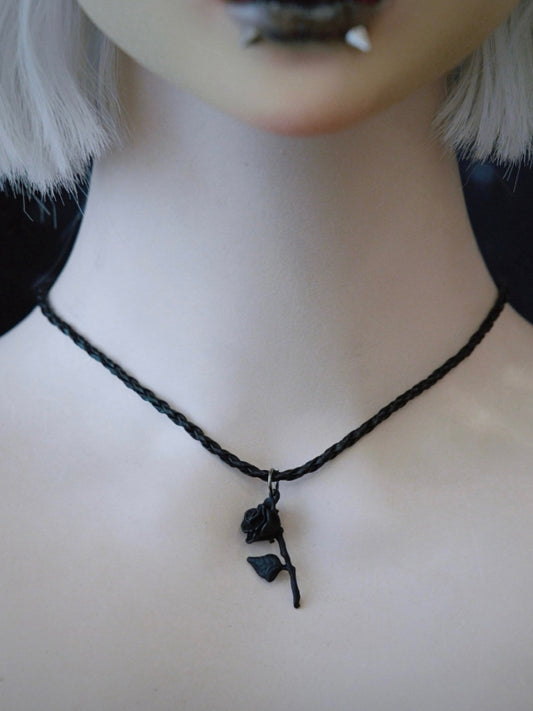 Gothic Black Handmade Rosette Necklace