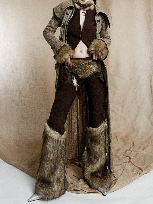 Chain Decorated Coffee Asymmetrical PU Waist Belt