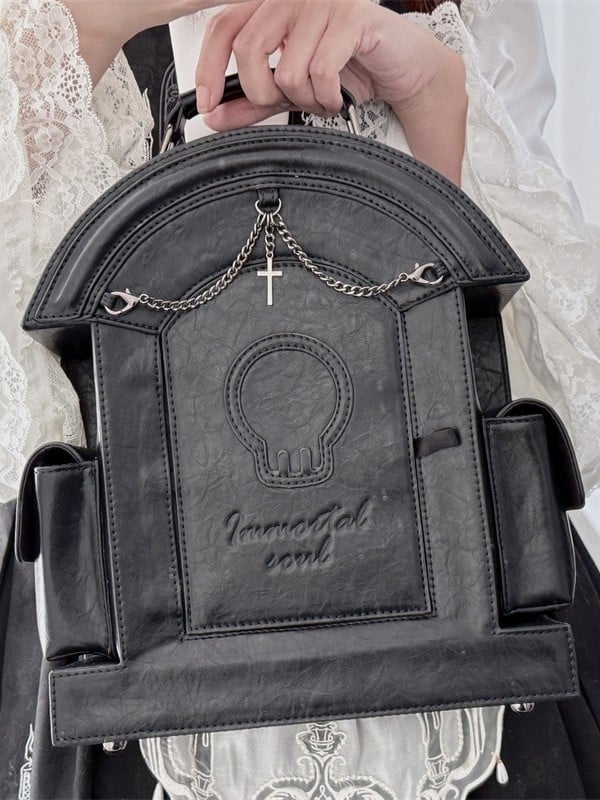 Black Gothic Tombstone-shaped Backpack