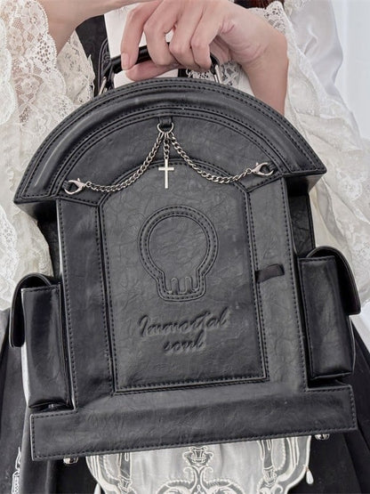 Black Gothic Tombstone-shaped Backpack