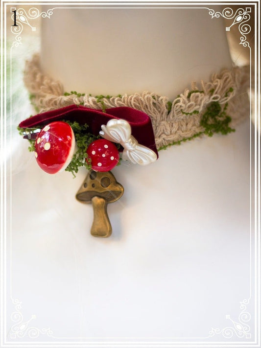 3 Options Mushroom/Floral Pendant Choker/Necklace