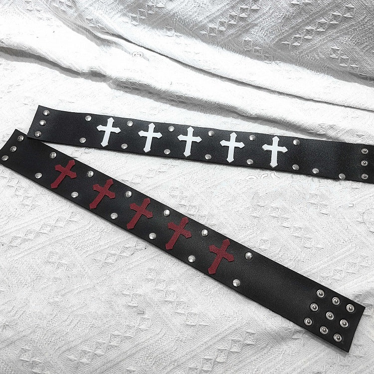 Red&Black/Black&White Punk Cross Choker