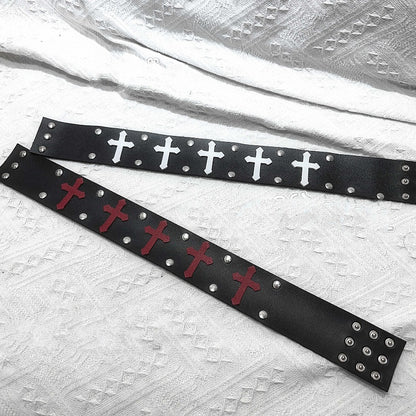 Red&Black/Black&White Punk Cross Choker