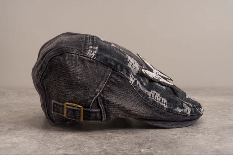 Handmade Butterfly Gray Distressed Holes Gothic Denim Hat