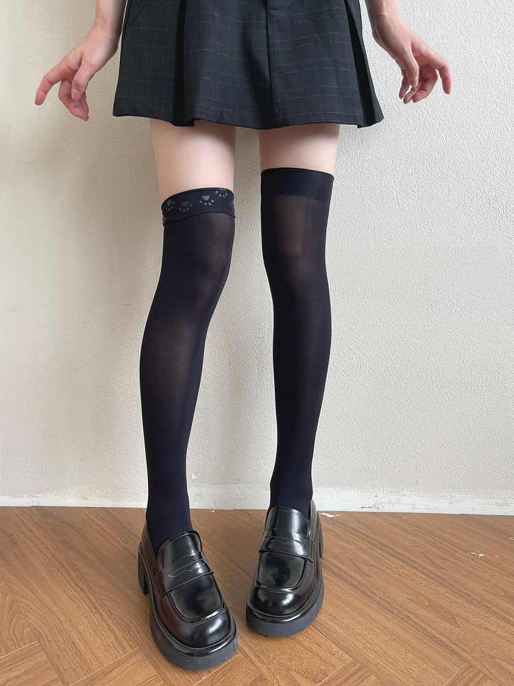 White/Milk White/Black Overknee Stockings