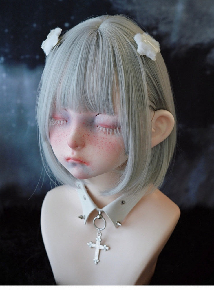 White Handmade Plush Cross Star-shaped Hairclips