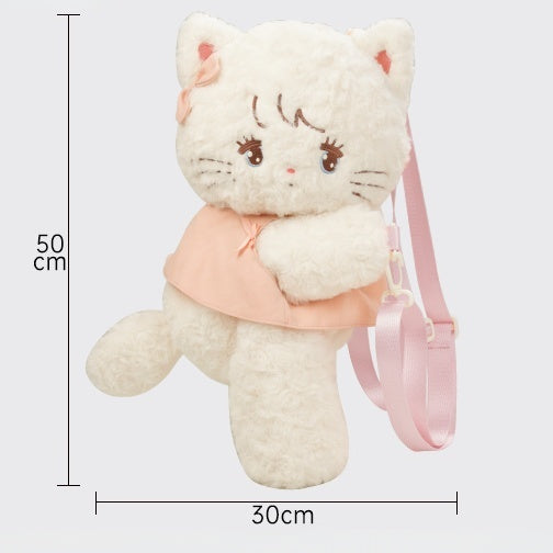 Kawaii Pink & White Cat Plush Backpack / Crossbody