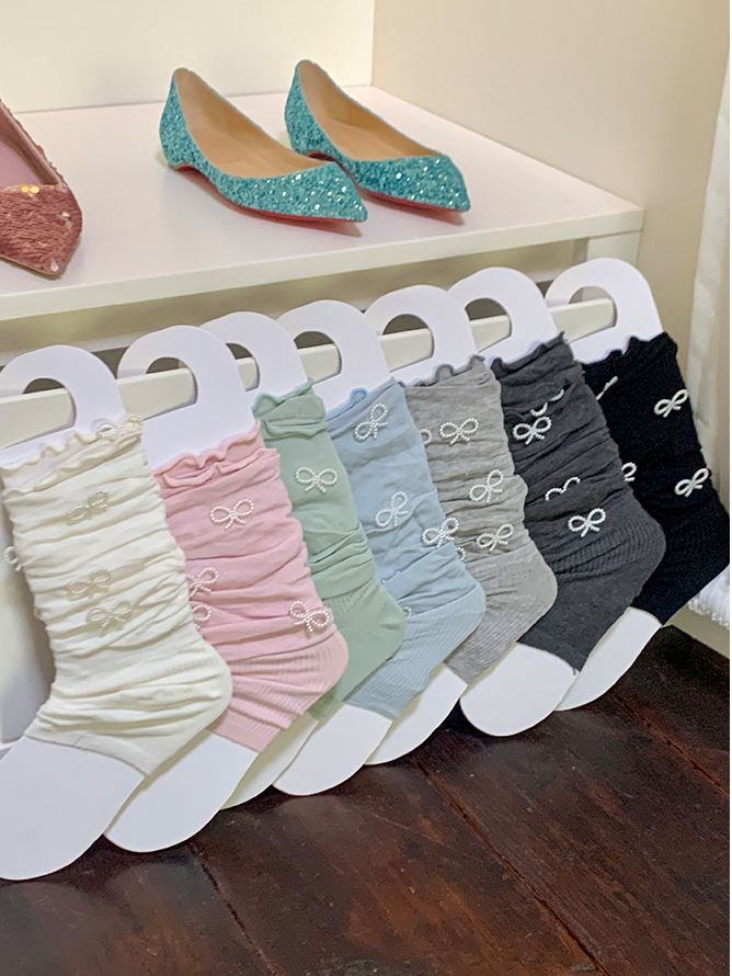 Pink/White/Green/Blue/Light Grey/Dark Grey/Black Ballet Style Beaded Bowknots Leg Warmers