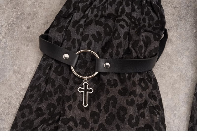 Y2K Black and Gray Leopard Leg Warmers