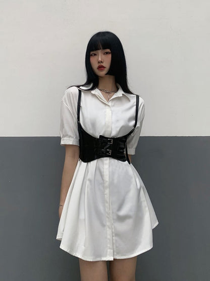 2 Options Black PU Buckle Corset Belt