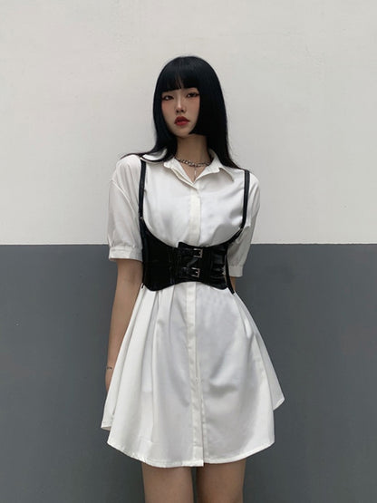 2 Options Black PU Buckle Corset Belt