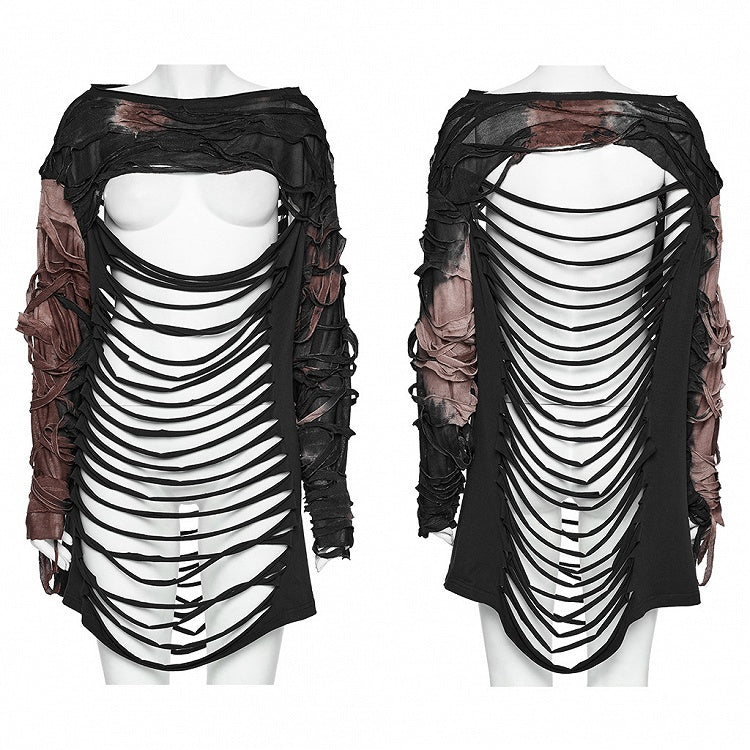 Black and Coffee Punk Hollow Out T-shirt