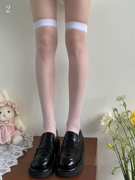White Over-Knee Stockings with Lace Leg Loop